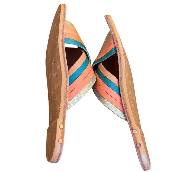 Beek Palila Slide Sandals Sz 6 | Anthropologie Leather Crisscross Flats Handmade - Picture 7 of 9